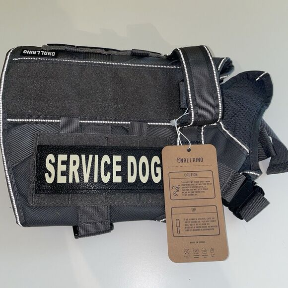 DNALLRINO Tactical Dog Harness Vest  Dogs, Adjustable Military Pet Grey M NEW - Picture 2 of 8